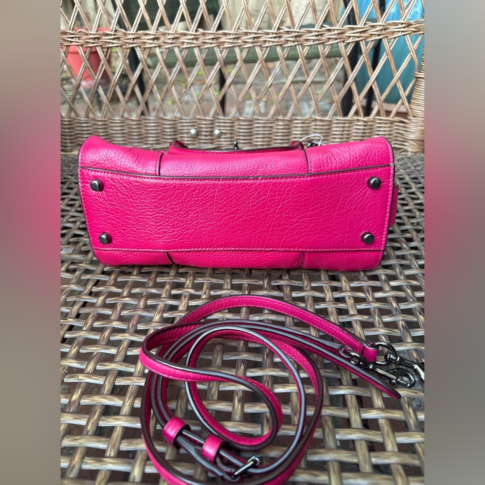 COACH Pink Willow Floral Mercer Satchel 24 In Grain Leather - Picture 10 of 13